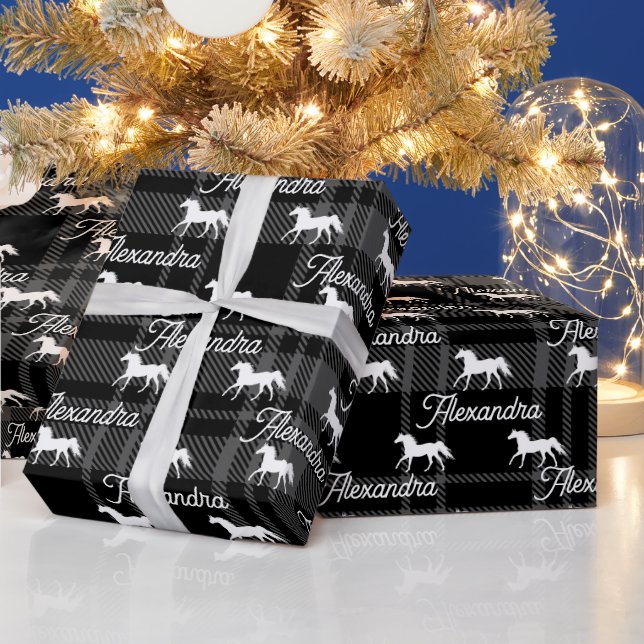 Christmas Grey Equestrian Horse Personalised  Wrapping Paper (Holidays)