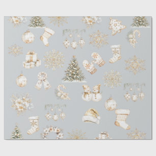Christmas grey gold wrapping paper