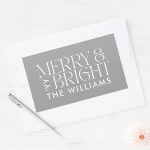 Christmas grey modern minimal elegant simple rectangular sticker