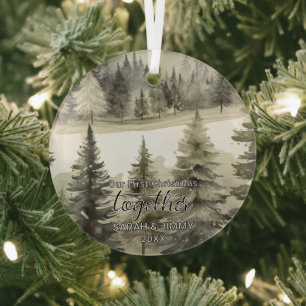 Christmas Grey Mountain Adventure Outdoor Couple Glass Tree Decoration