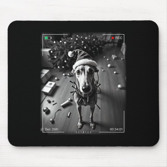 Christmas Greyhound Caught On Camera  Mouse Mat (Front)