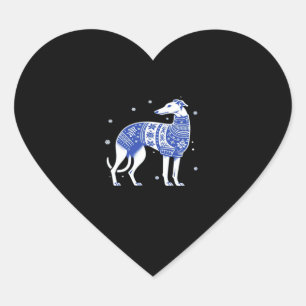 Christmas Greyhound Dog Wearing an Ugly Sweater Bl Heart Sticker