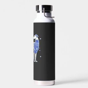 Christmas Greyhound Dog Wearing an Ugly Sweater Bl Water Bottle