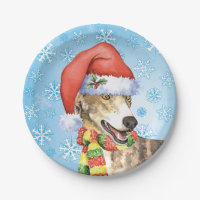 Christmas Greyhound Paper Plate