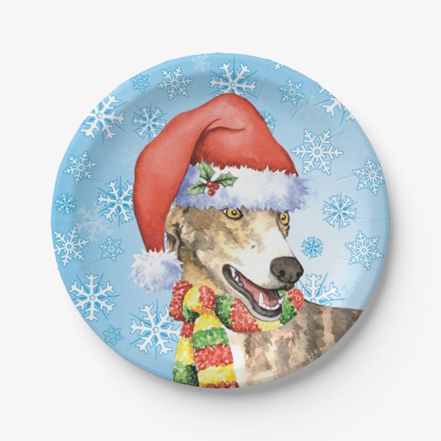 Christmas Greyhound Paper Plate (Front)