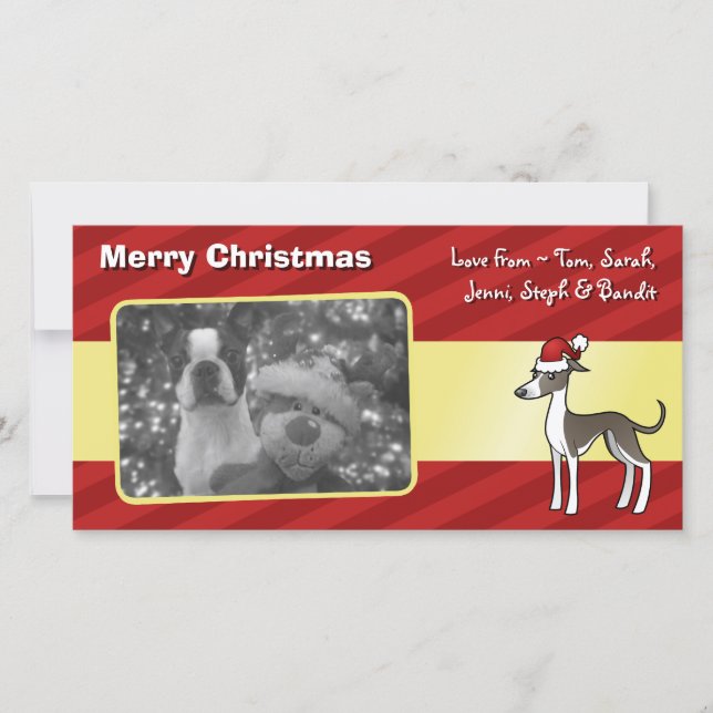 Christmas Greyhound / Whippet / Italian Greyhound Holiday Card (Front)