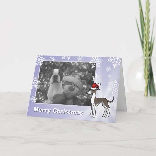Christmas Greyhound / Whippet / Italian Greyhound Holiday Card (Front)