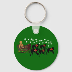 Christmas Greyhounds Sleigh Holiday Keychain