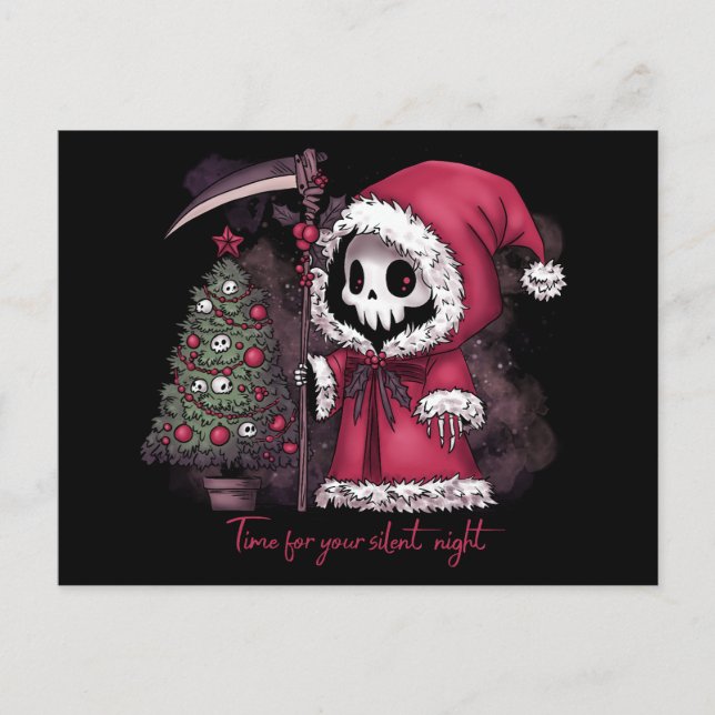 Christmas Grim Reaper Holiday Postcard (Front)