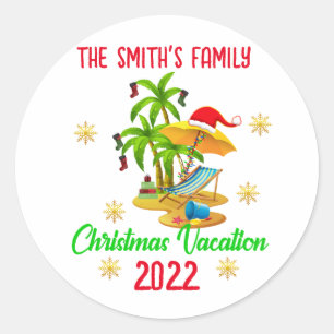 Christmas Group Vacation Funny Happy Holiday Classic Round Sticker