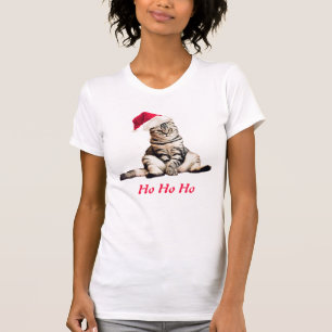 Christmas Grumpy Kitty Cat Ho Ho Ho Custom Text T-Shirt