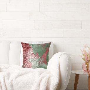 Christmas Grunge   Red Green and White XMas Tree Cushion