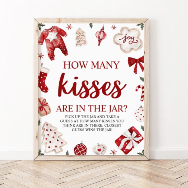Christmas Guess How Many Kisses Baby Shower Game Poster (Creator Uploaded)
