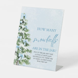 Christmas Guess How Many Snowballs Baby Shower  Pedestal Sign