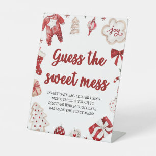 Christmas Guess the Sweet Mess Baby Shower Game Pedestal Sign