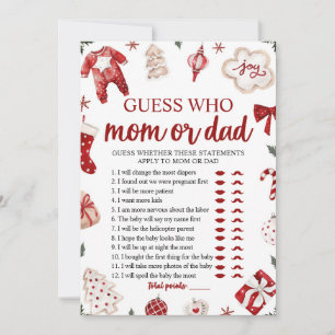 Christmas Guess Who Mum or Dad Baby Shower Game Invitation