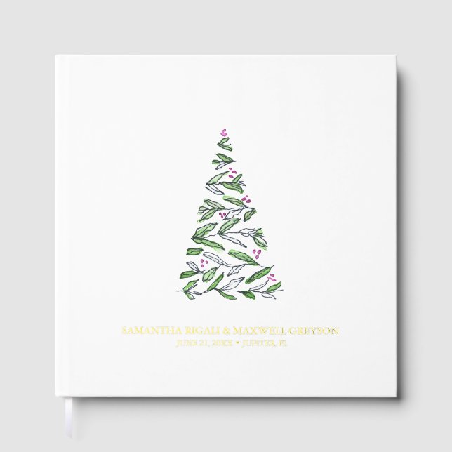 Christmas Guest Book Watercolor Tree (Front)