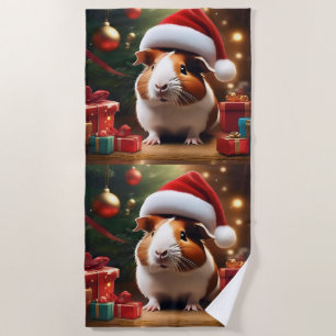 Christmas Guinea Pig, Beach Towel