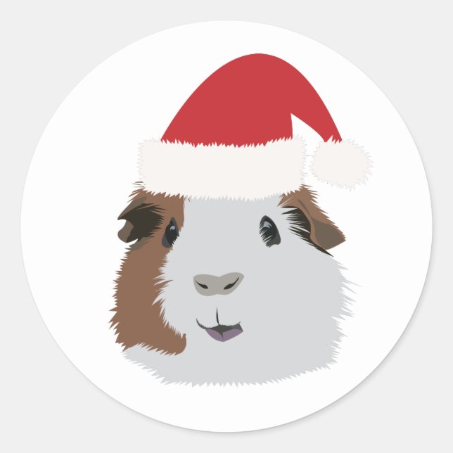 Christmas Guinea Pig Classic Round Sticker (Front)