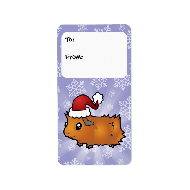 Christmas Guinea Pig Gift Tags (scruffy) (Front)