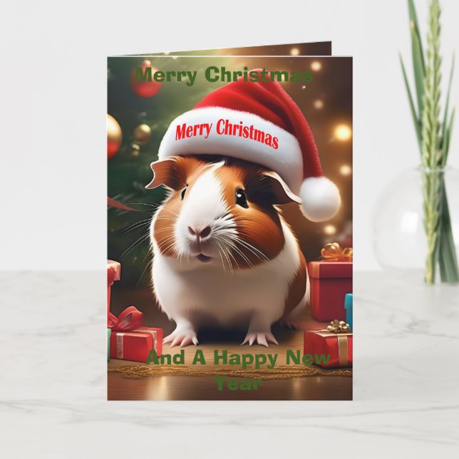 Christmas Guinea Pig Greeting, Card  (Front)