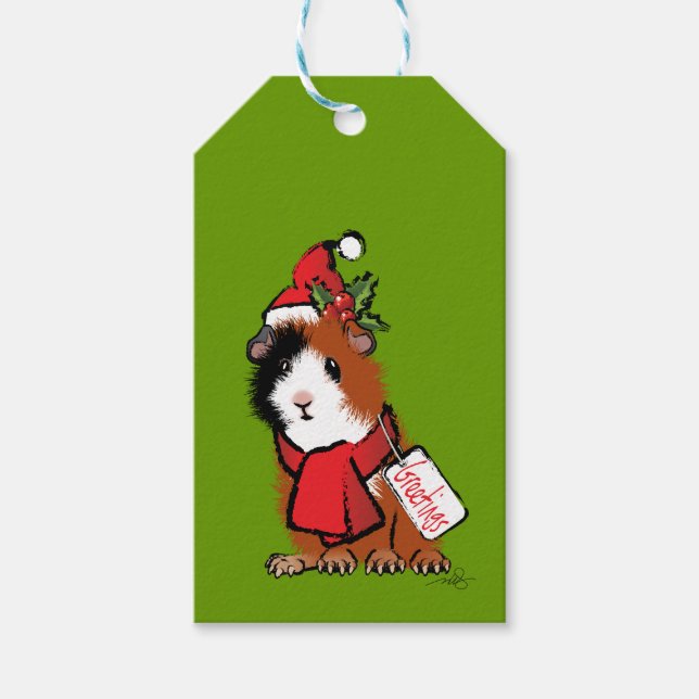 Christmas Guinea Pig Greeting Gift Tags (Front)