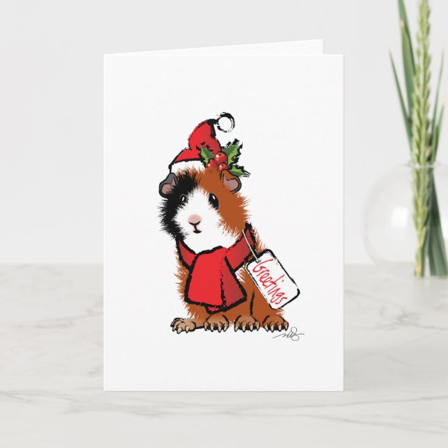 Christmas Guinea Pig Greeting Holiday Card (Front)
