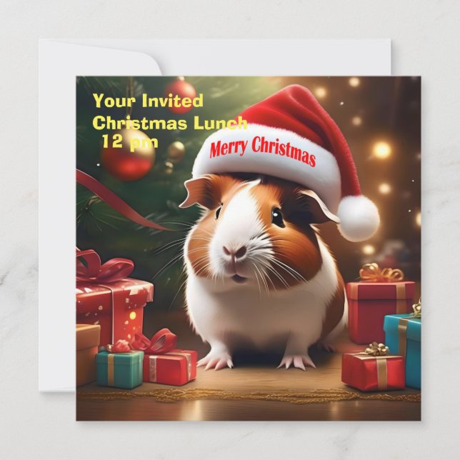 Christmas Guinea Pig Greeting,  Invitation (Front)