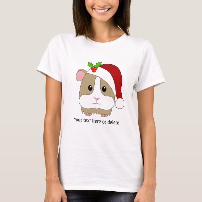 Christmas Guinea Pig In A Santa Hat Personalised T-Shirt (Front)