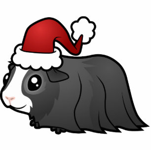Christmas Guinea Pig Ornament (long hair) Photo Sculpture Decoration
