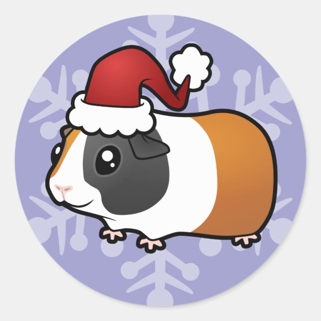 Christmas Guinea Pig (smooth hair) Classic Round Sticker (Front)