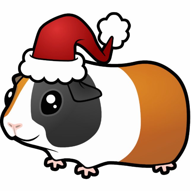 Christmas Guinea Pig (smooth hair) Photo Sculpture Decoration (Front)
