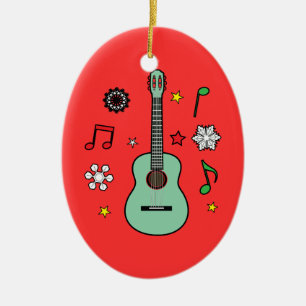 Christmas Guitar Ceramic Tree Decoration