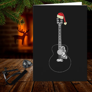 Christmas Guitar cool minimalist black and white Card