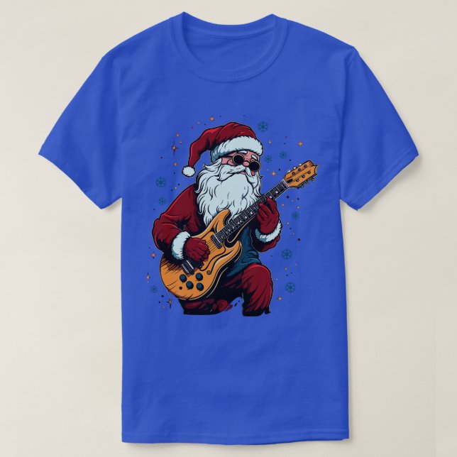 Christmas Guitar Gift Santa Claus Guitarist Funny  T-Shirt (Design Front)