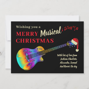 Christmas Guitar Musician Personalised Holiday Card