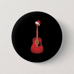 Christmas Guitar santa hat 6 Cm Round Badge