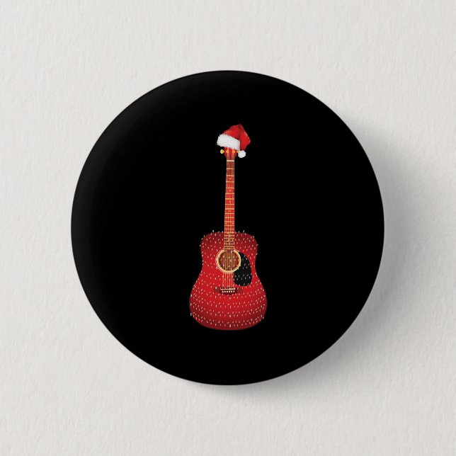 Christmas Guitar santa hat 6 Cm Round Badge (Front)
