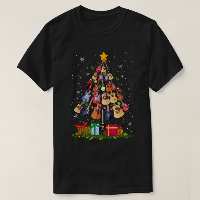 Christmas Guitar Tree - Guitar Gifts - Teacher & M T-Shirt (Design Front)