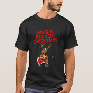 Christmas Guitarist Reindeer Electric Guitar Music T-Shirt