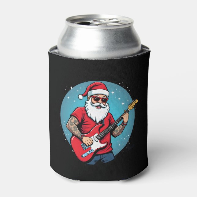 Christmas guitarist  Rockmusic Christmas (1) Can Cooler (Can Front)