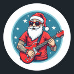Christmas guitarist  Rockmusic Christmas (1) Classic Round Sticker<br><div class="desc">Christmas guitarist  Rockmusic Christmas (1)</div>