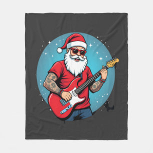 Christmas guitarist  Rockmusic Christmas (1) Fleece Blanket