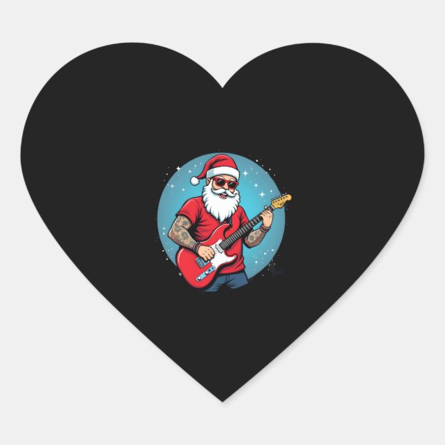 Christmas guitarist  Rockmusic Christmas (1) Heart Sticker (Front)