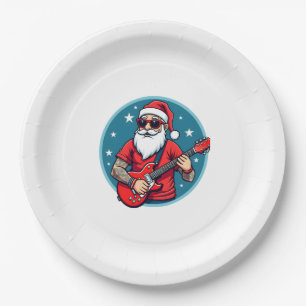Christmas guitarist  Rockmusic Christmas (1) Paper Plate