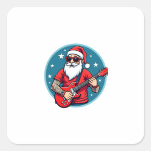Christmas guitarist  Rockmusic Christmas (1) Square Sticker