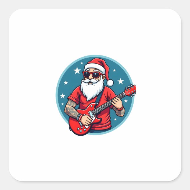 Christmas guitarist  Rockmusic Christmas (1) Square Sticker (Front)