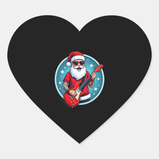 Christmas guitarist  Rockmusic Christmas (2) Heart Sticker (Front)