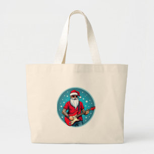 Christmas guitarist  Rockmusic Christmas (2) Large Tote Bag