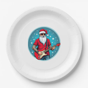 Christmas guitarist  Rockmusic Christmas (2) Paper Plate